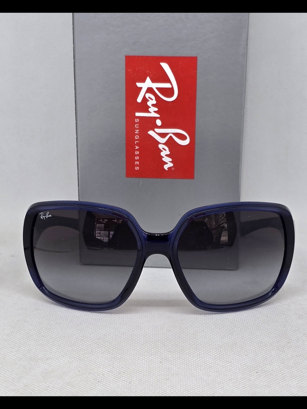 Ray-Ban Women's Blue Oversized Square Sunglasses with Gray Gradient Lenses